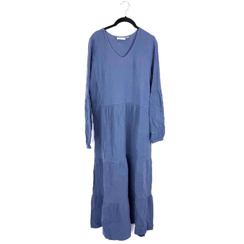 Midnight Blue Long Sleeve V Neck Long Dress – Size 6/8