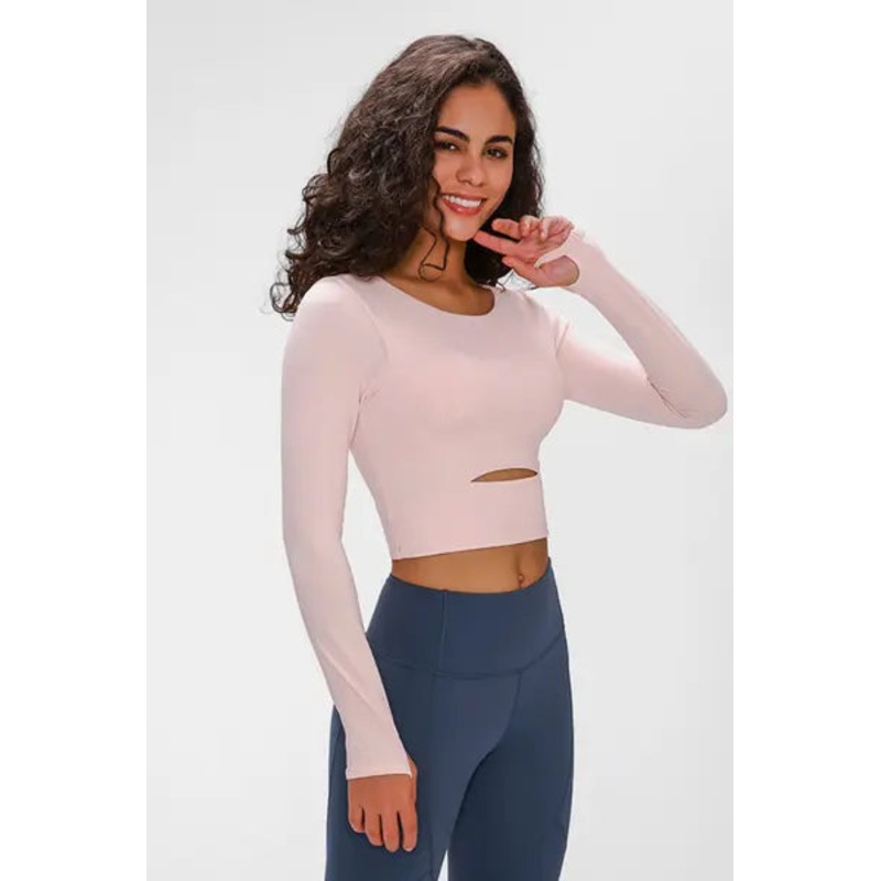 Millennia Long Sleeve Cropped Top With Sports Strap Green 4