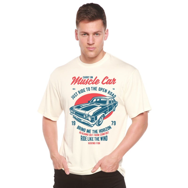 Muscle Car Spun Bamboo Men’s Bamboo Viscose/Organic Cotton Short Sleeve Graphic T-Shirt Medium Black