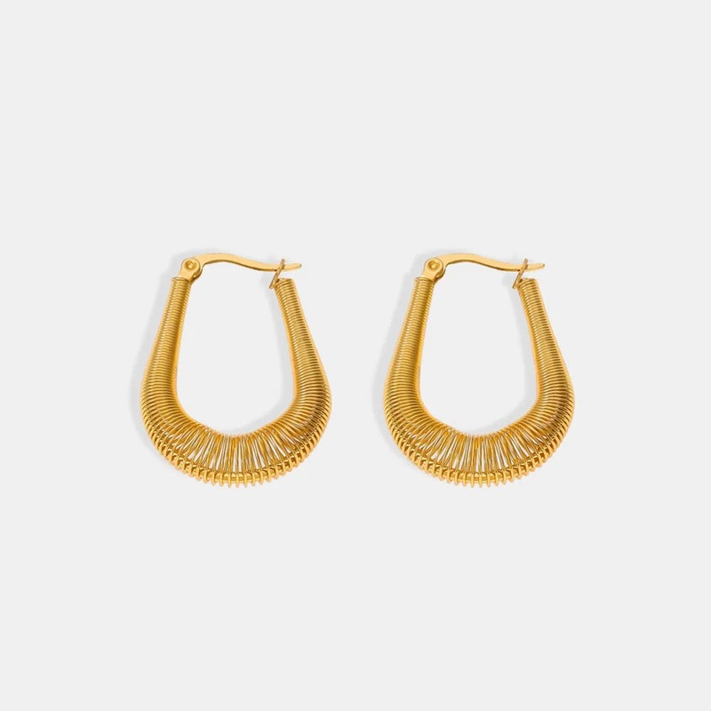 Titanium Steel U Shape Earrings Gold One Size