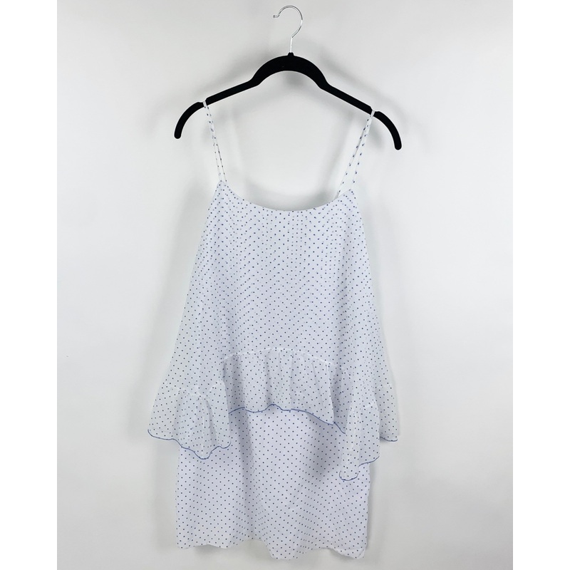 White Dress with Blue Polka Dots- Small