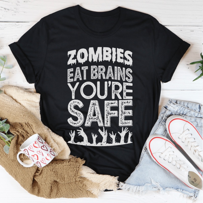 Zombies Eat Brains You’re Safe Tee Black Heather S