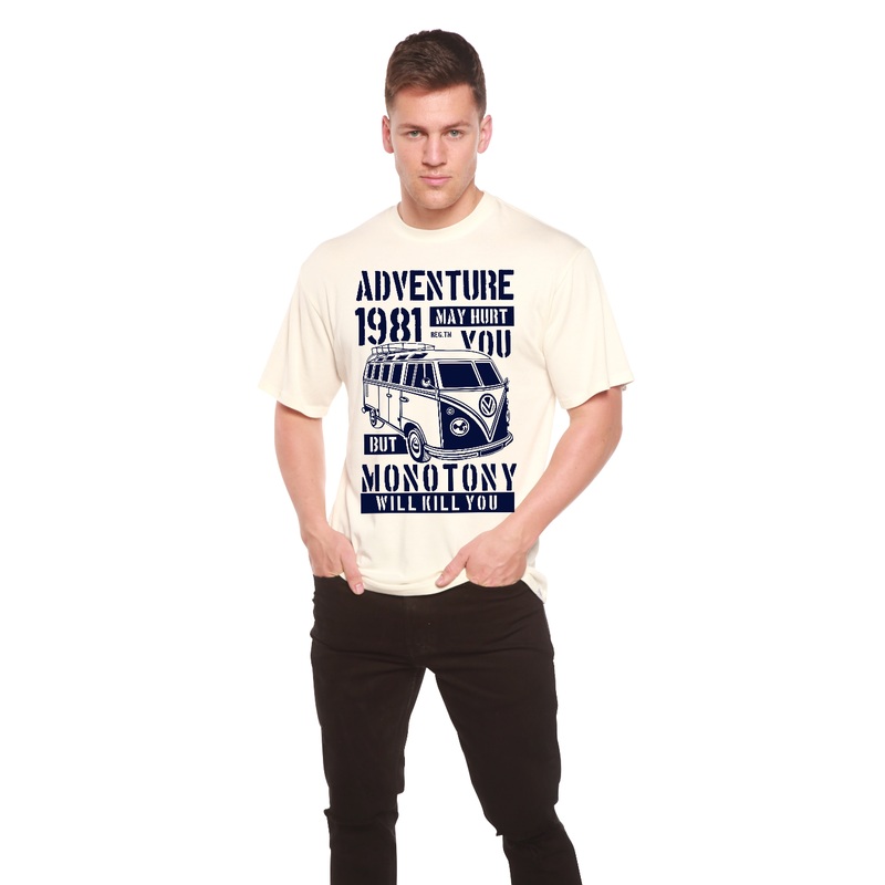 Adventure 1981 Men’s Bamboo Viscose/Organic Cotton Short Sleeve Graphic T-Shirt Medium Black