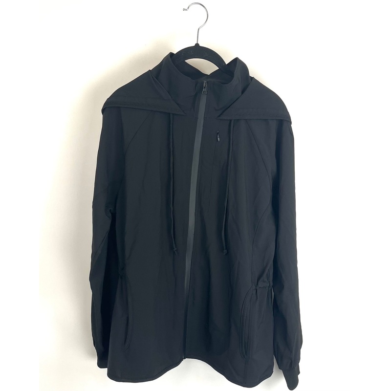 Black Drawstring Hooded Windbreaker – Size 2/4