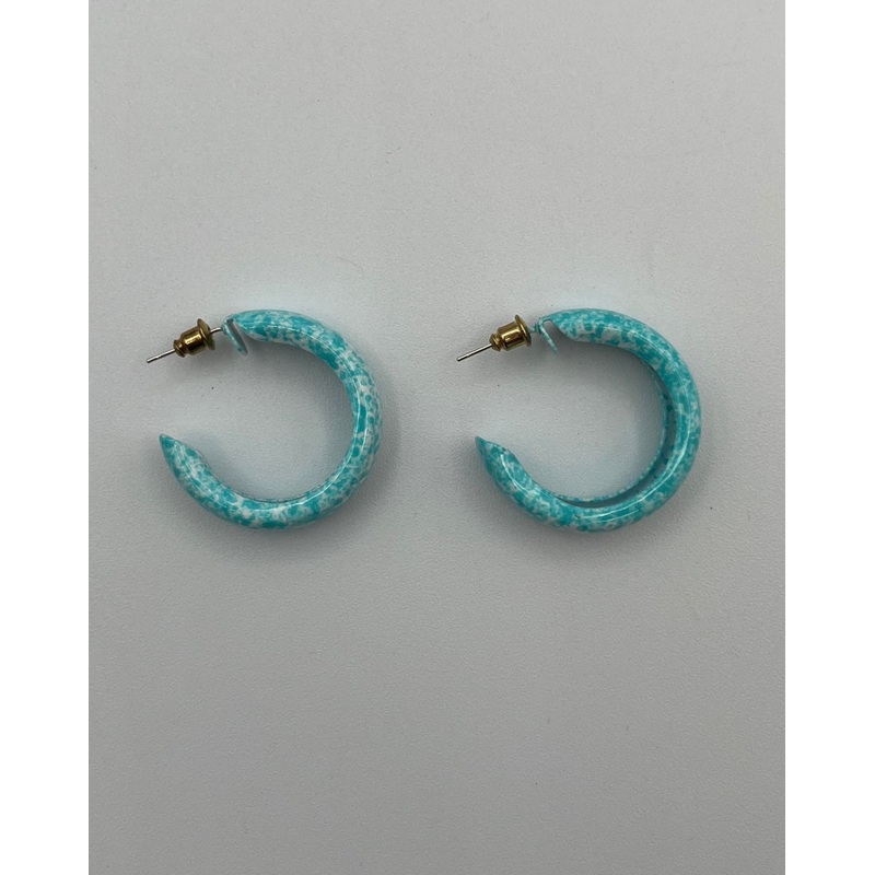 Blue and White Hoop Earrings