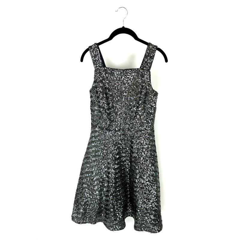 Grey Sequin Flounce Dress – Size 4