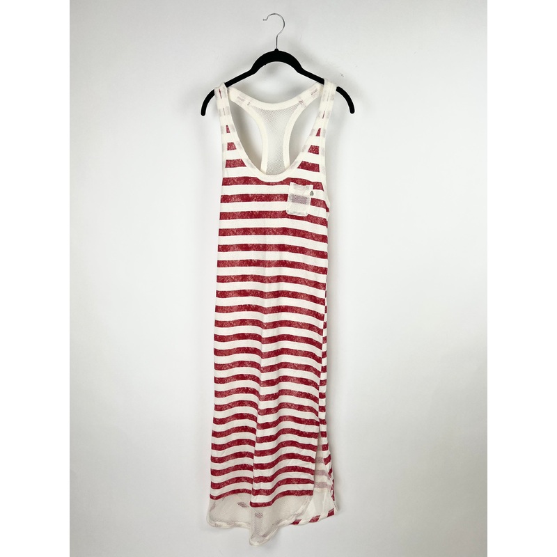 Red And White Striped Lounge Dress – Small