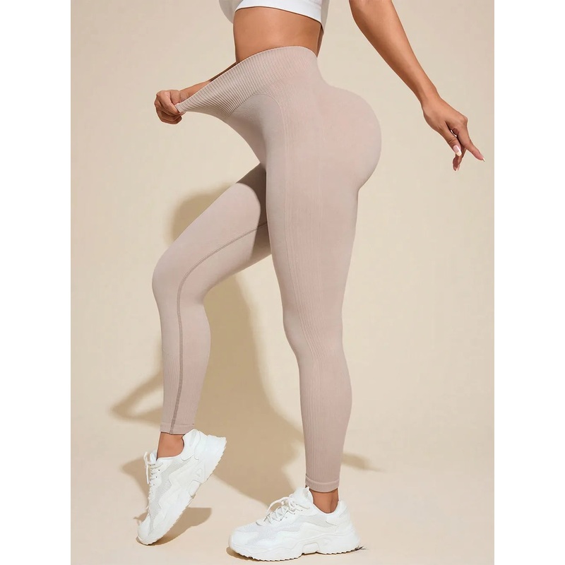Solid High Rise Active Leggings Dust Storm S