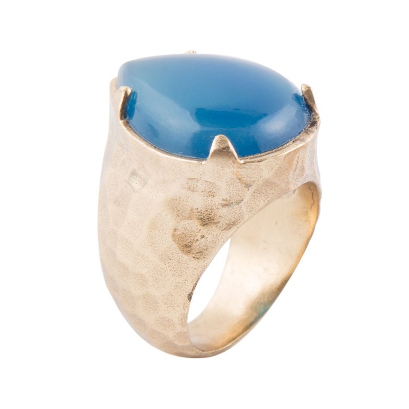 Blue Agate Teardrop Ring 7