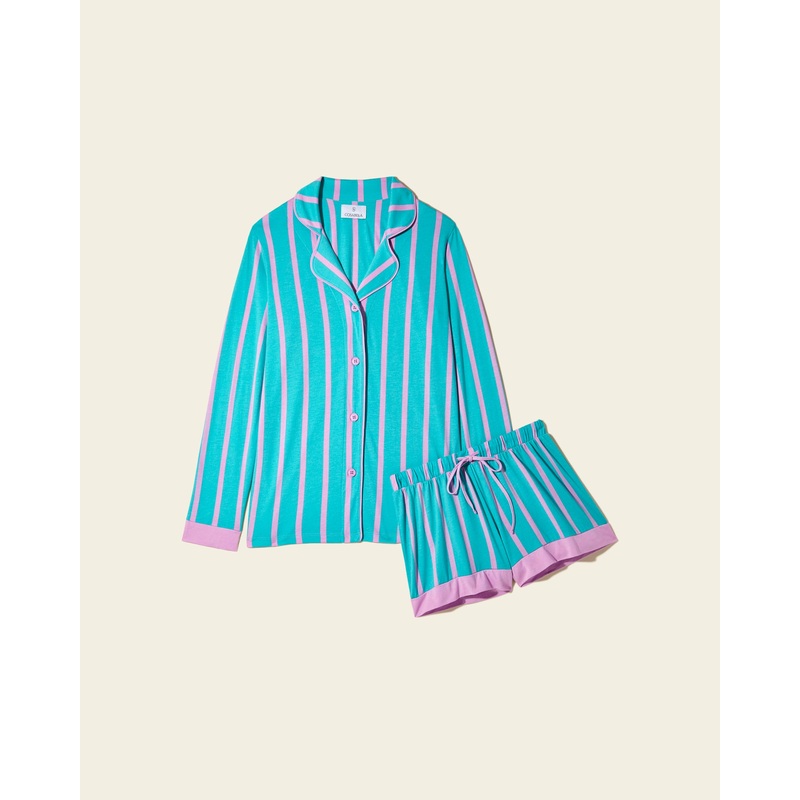 Conjunto De Pijama Estampado Con Camisa De Manga Larga Y Pantalones Cortos Andaman Strip XS