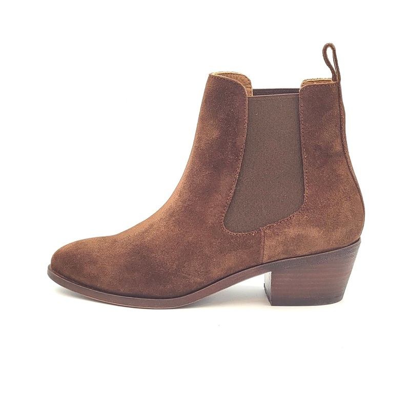 Dark Saddle Brown Suede Booties – Size 7
