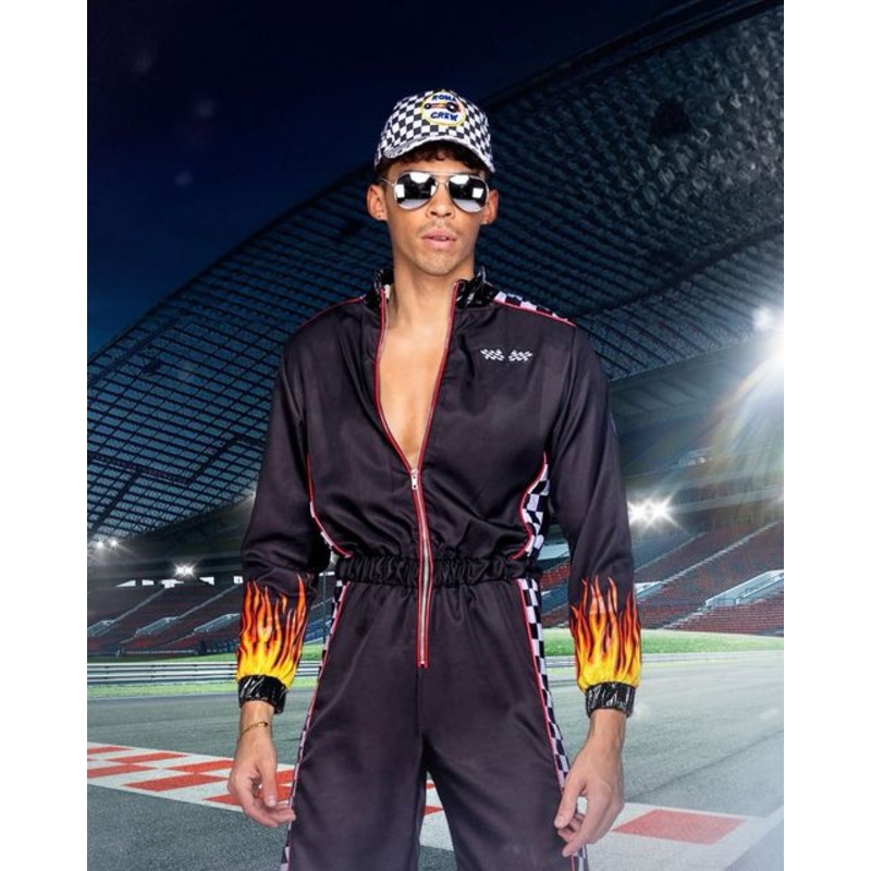 Hunky Race Car Driver Costume Black/Multi Small