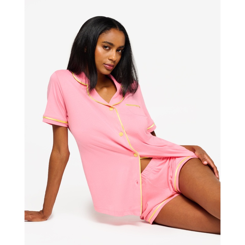 Short Sleeve Top & Boxer Pajama Set Passiflora/Limoncello XS