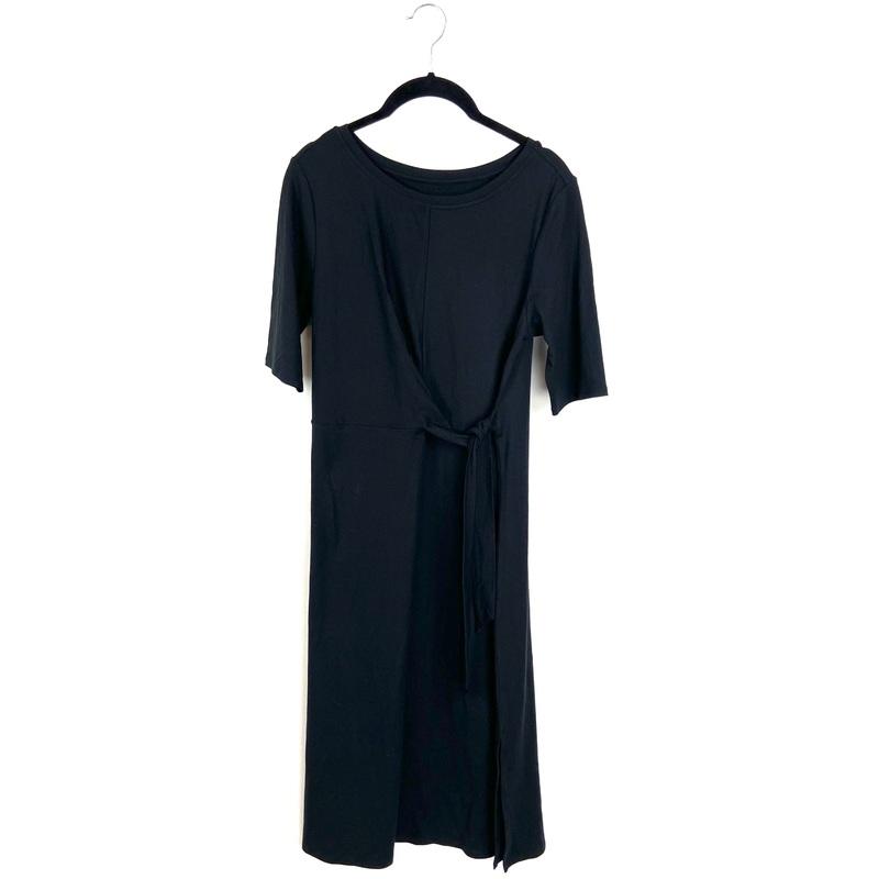 Black Midi Dress With Tie – Size 6/8