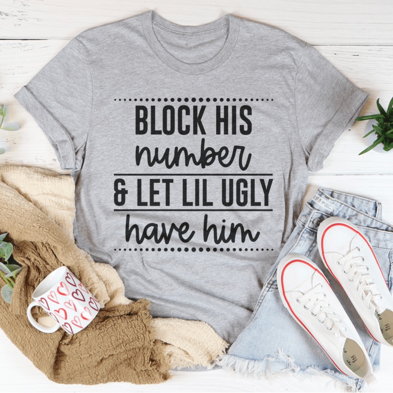 Block His Number Tee Athletic Heather S