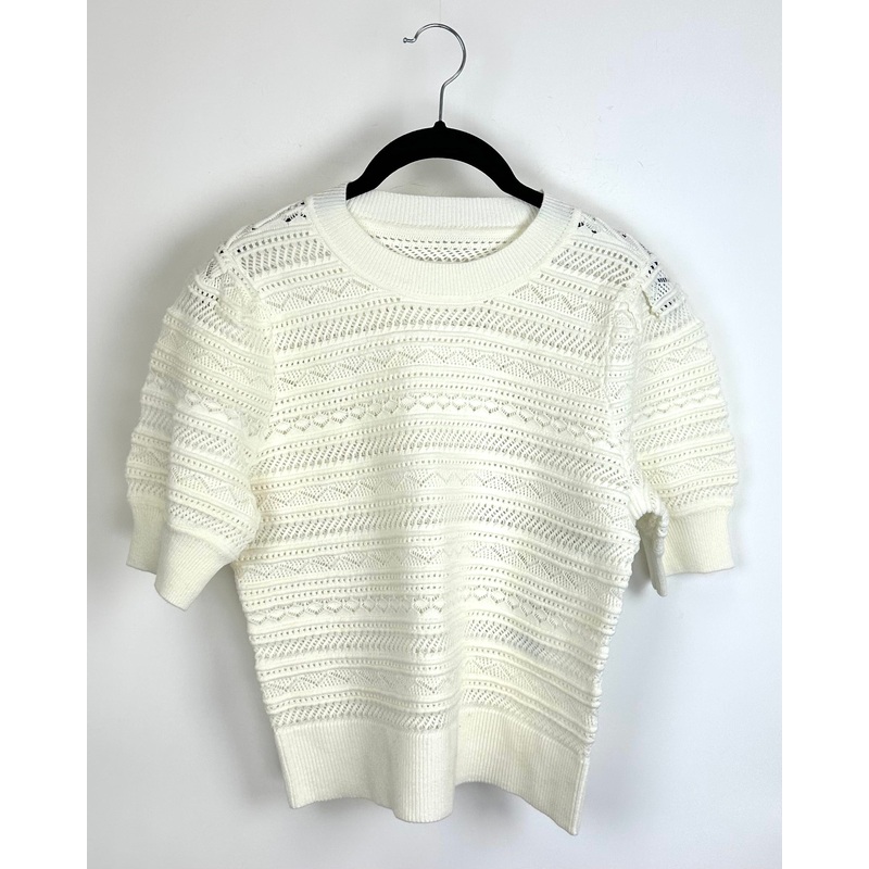 Ivory Short Sleeve Knit Top – Size 4/6