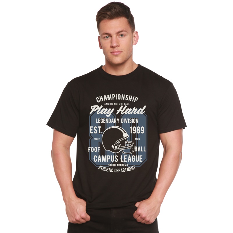 Play Hard Spun Bamboo Men’s Bamboo Viscose/Organic Cotton Short Sleeve Graphic T-Shirt Medium Black