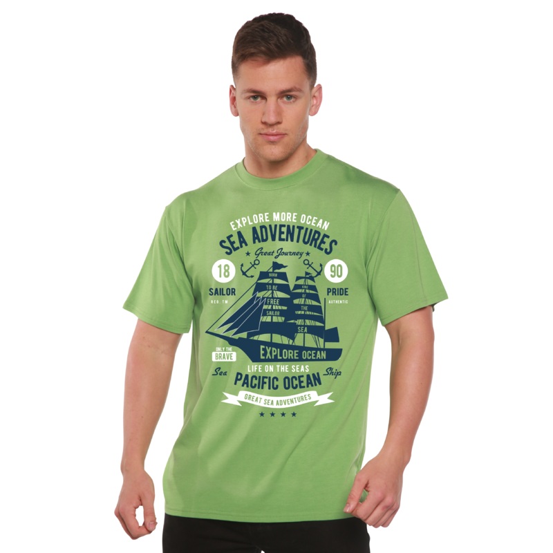 Sea Adventures Spun Bamboo Men’s Bamboo Viscose/Organic Cotton Short Sleeve Graphic T-Shirt Medium Black