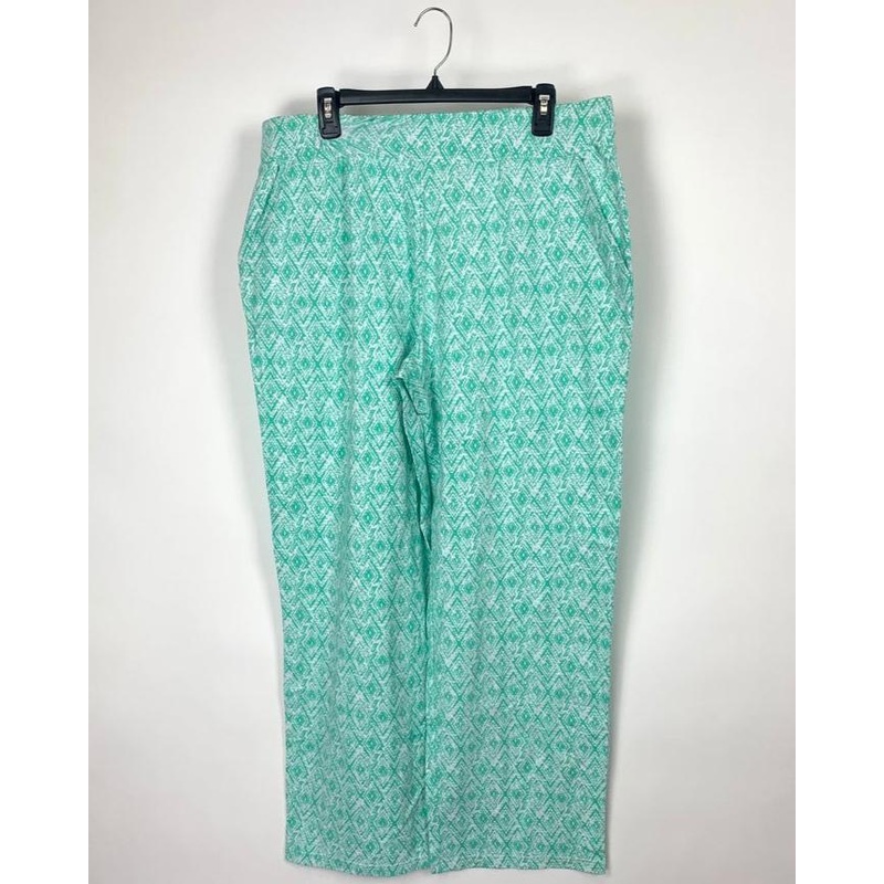 Sea-foam Green and White Abstract Patterned Pants – Small/Medium and Large/Extra Large Small/Medium