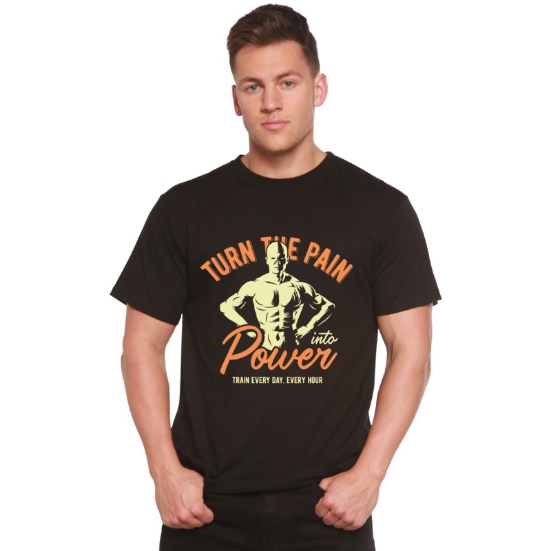 Turn The Pain Men’s Bamboo Viscose/Organic Cotton Short Sleeve Graphic T-Shirt Medium Black