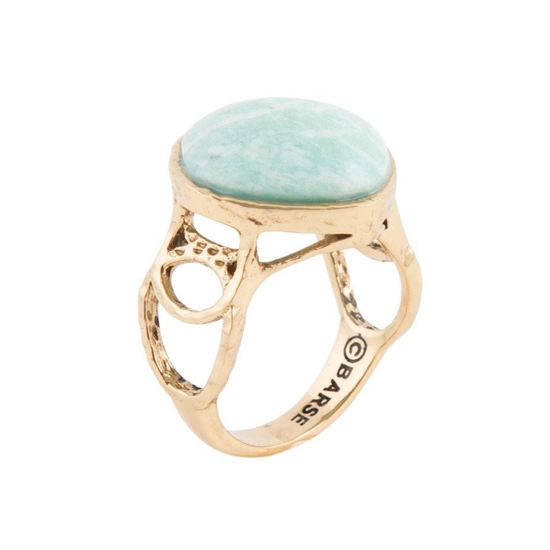 Blue Amazonite and Golden Bronze Circle Dance Ring 5