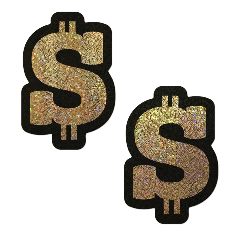 Money: Gold Glitter Dollar Sign Nipple Pasties by Pastease