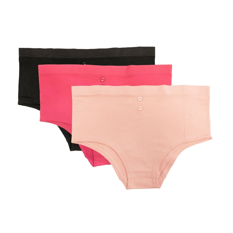 Seamless Waffle Knit Cheeky 3 Pack S Black Pink and Pink