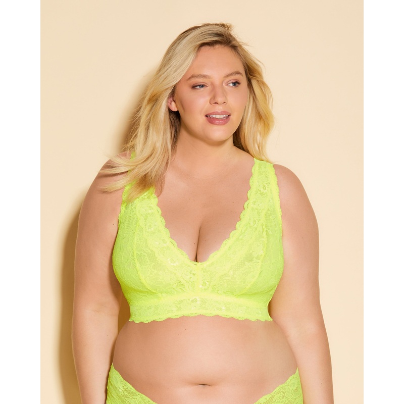 Ultra Curvy Plungie Longline Bralette Neon Yellow XS