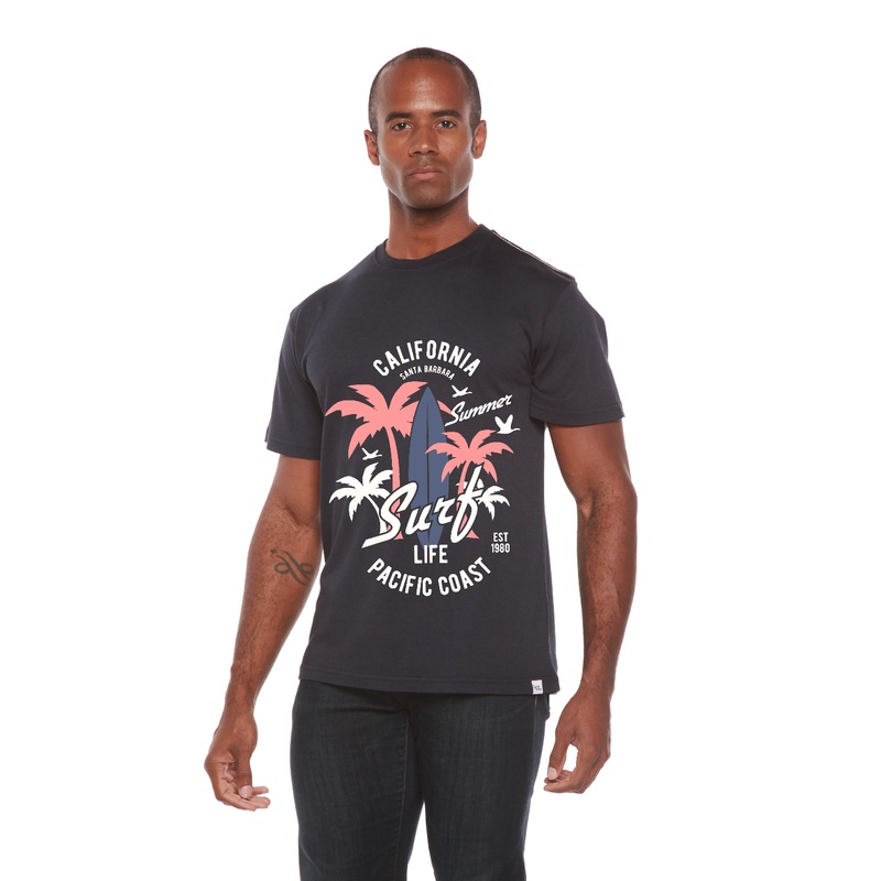 California Surf Men’s Bamboo Viscose/Organic Cotton Short Sleeve Graphic T-Shirt Medium Black