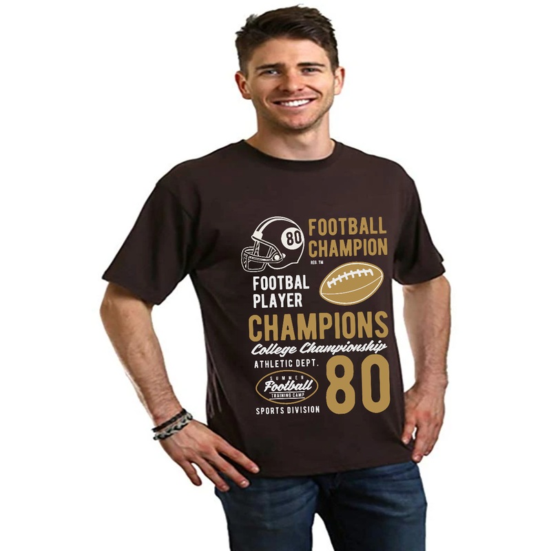 Football Champions Men’s Bamboo Viscose/Organic Cotton Short Sleeve Graphic T-Shirt Medium Black