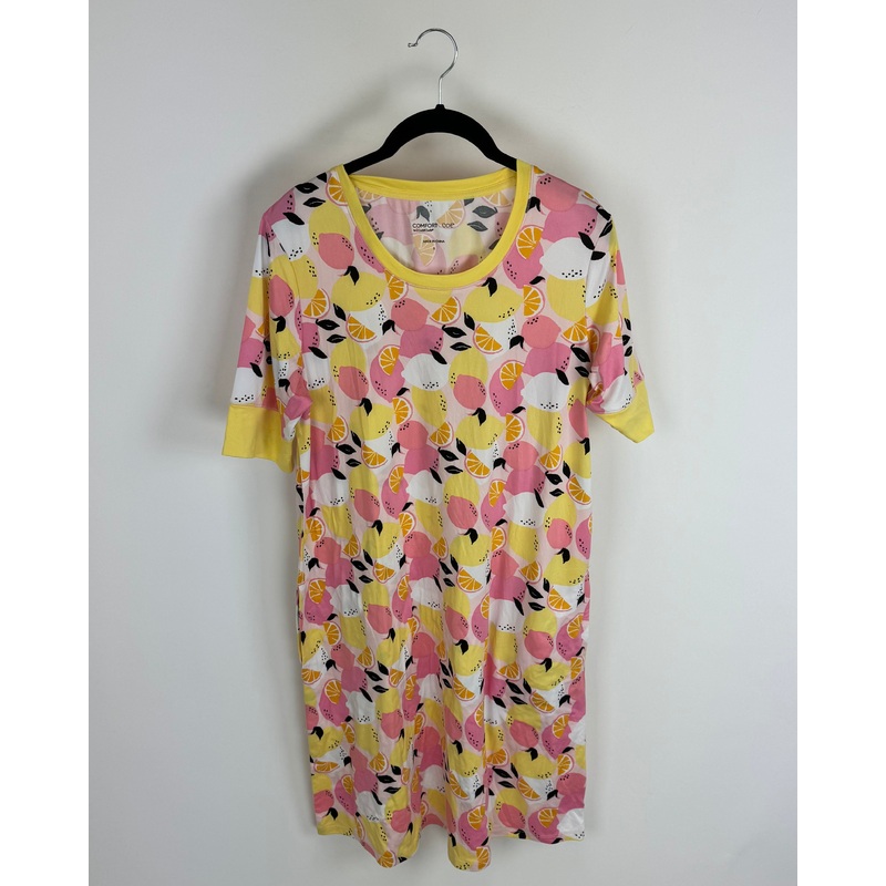 Yellow and Pink Lemon Print Dress – Size 6
