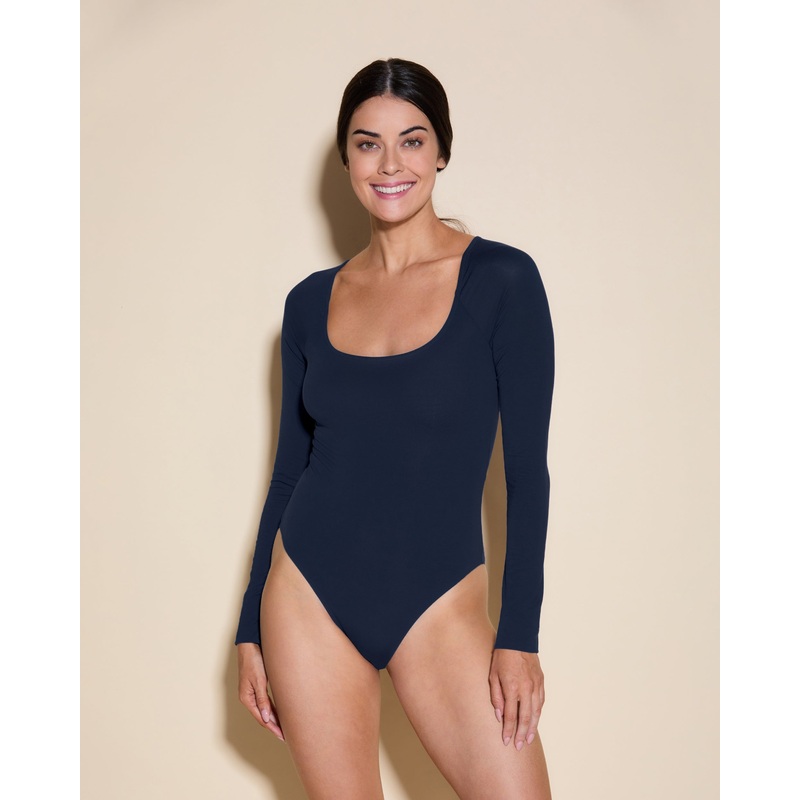 Bodysuit Mit Quadratischem Ausschnitt Navy Blau XS