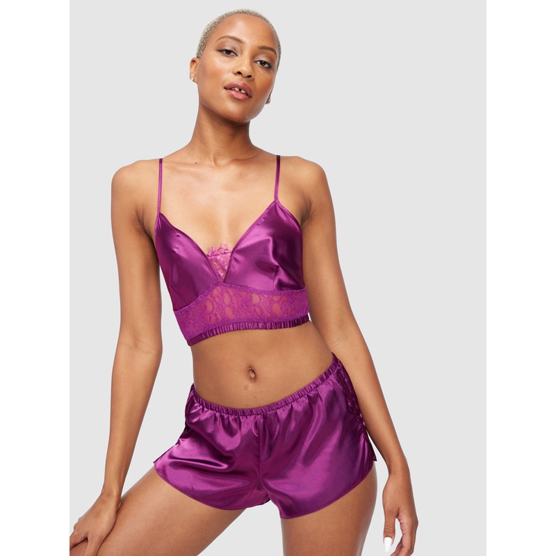 Delphine Satin And Lace Sleep Set Sparkling Grape S