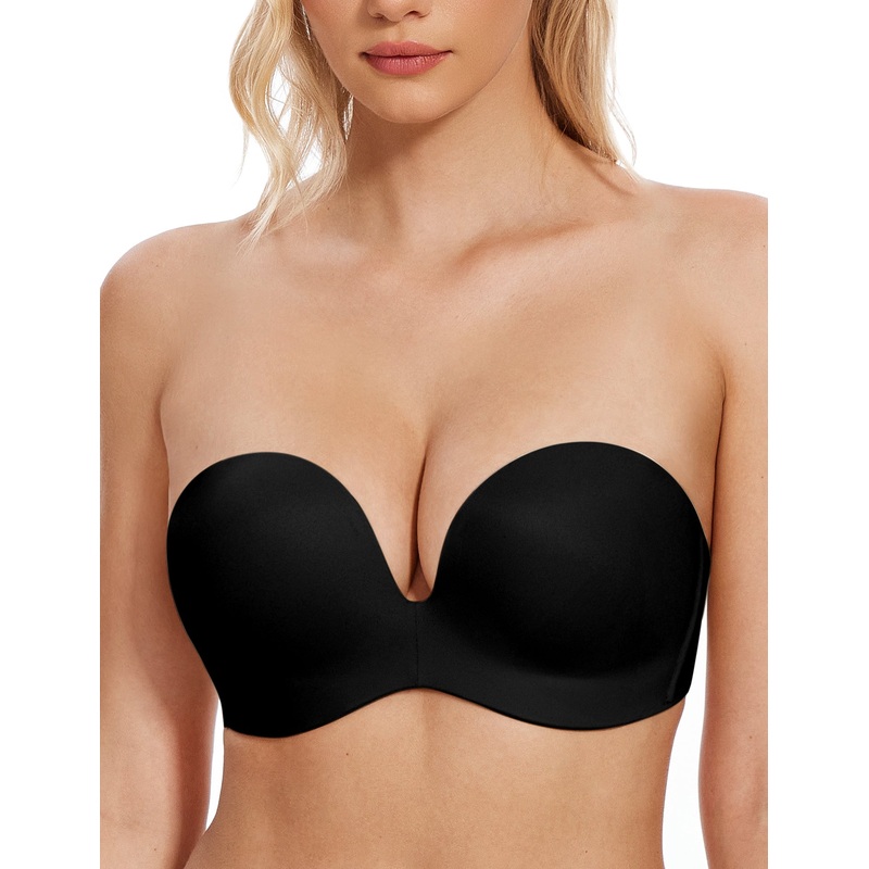 Strapless Push-Up Seamless Lift with Convertible Straps Bra Brown 34B