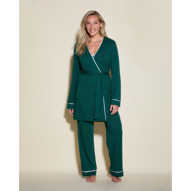 3 Piece Pajama Set With Robe Congo/Ivory XS