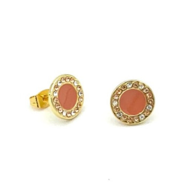 Gold and Pink Rhinestone Studs