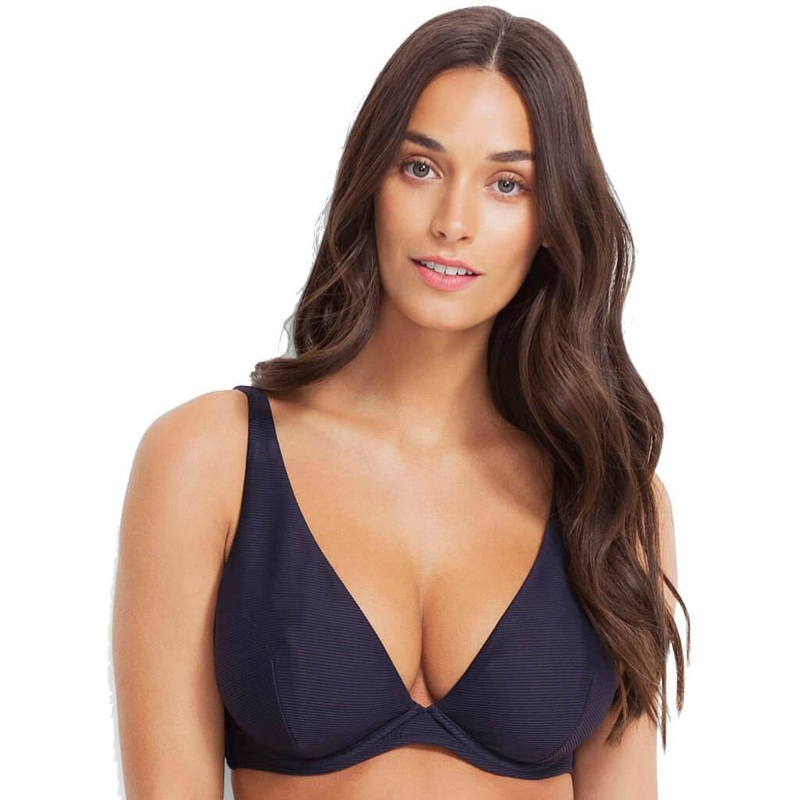 Mila Mini Rib DD-E Plunge Tri Bikini Top – Ink