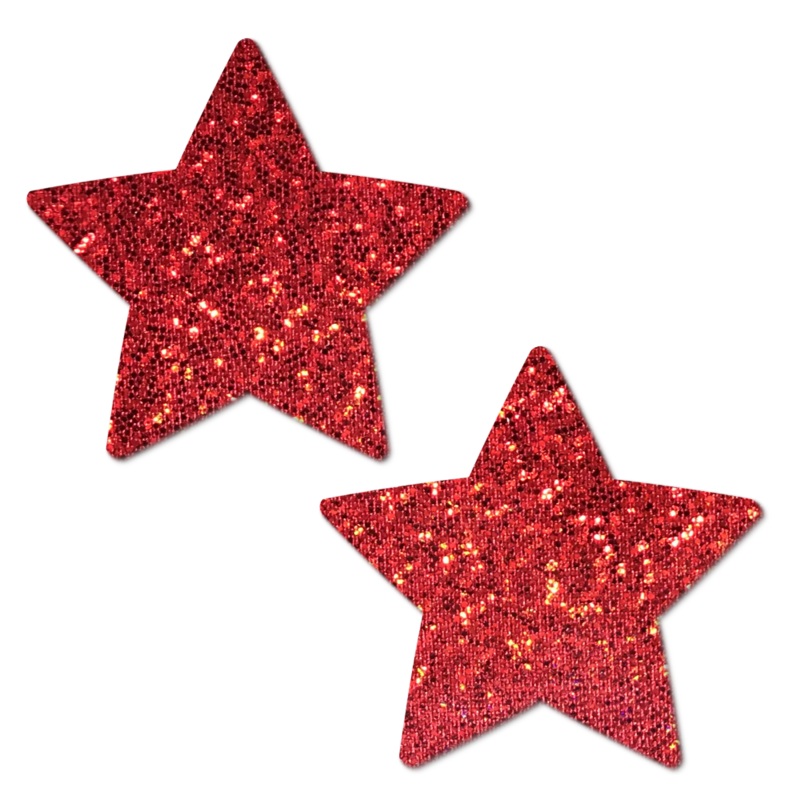 Star: Red Glitter Star Nipple Pasties by Pastease