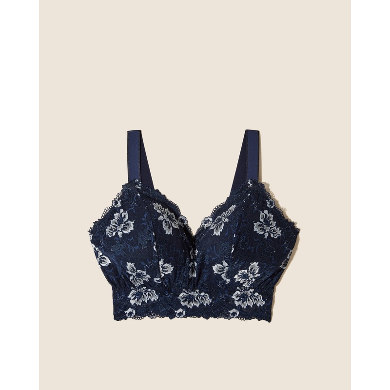 Super Curvy Longline Bralette Noct Blue/Ivory XS