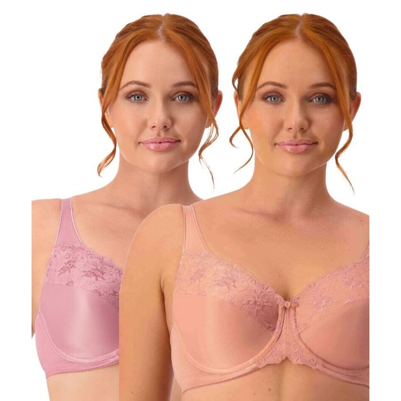 Triumph Embroidered Minimiser Bra 2 Pack – Rosebloom/Indian Summer 34D