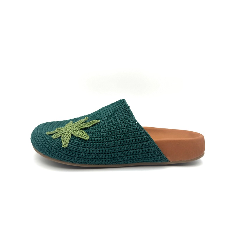 Dark Green Crochet Clogs – Size 6