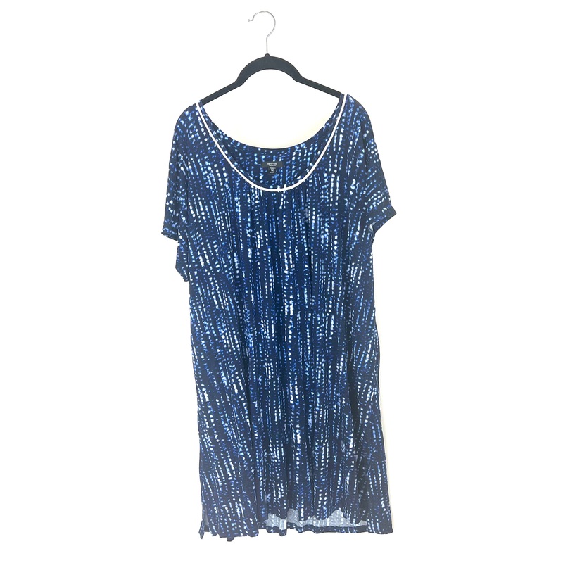 Navy Blue Abstract Pattern Nightgown – 1X