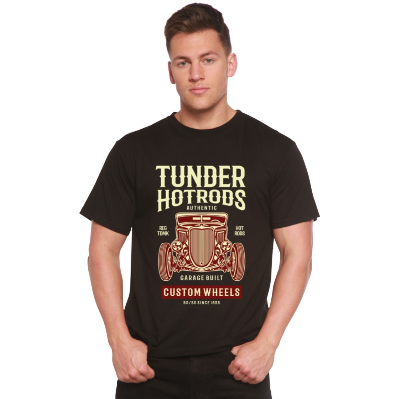 Thunder Hot Spun Bamboo Men’s Bamboo Viscose/Organic Cotton Short Sleeve Graphic T-Shirt Medium Black