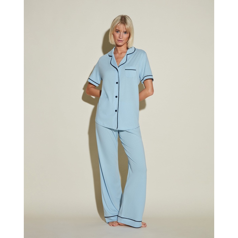 Conjunto De Pijama Con Camisa De Manga Corta Y Pantalones Aasmani Blue/Navy Blue XS