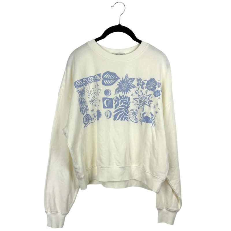 Cream and Periwinkle Graphic Sweatshirt – Size 2/4
