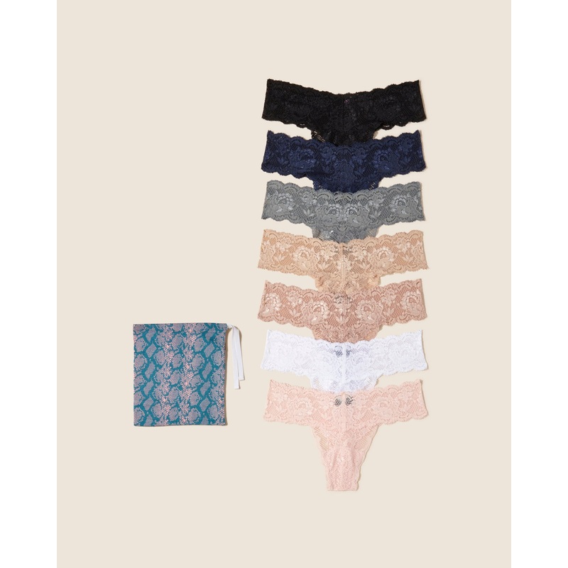 Cutie Lr Thong 7 Pack Snake/Blue Curaco One Size