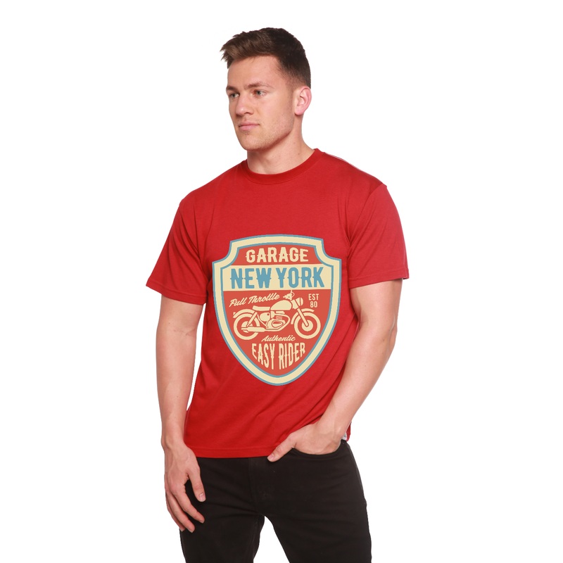 Garage New York Men’s Bamboo Viscose/Organic Cotton Short Sleeve Graphic T-Shirt Medium Black