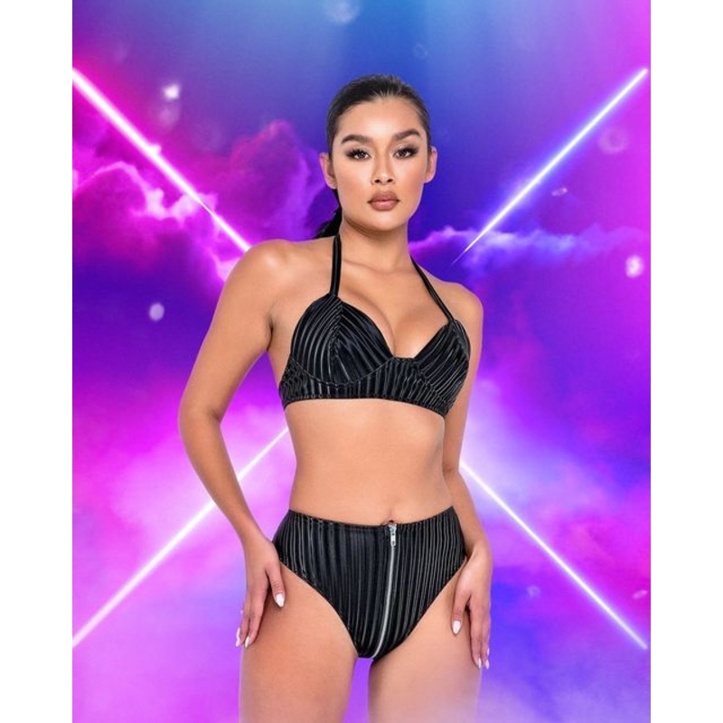 High-Waisted Zip-Up Shorts Small Black