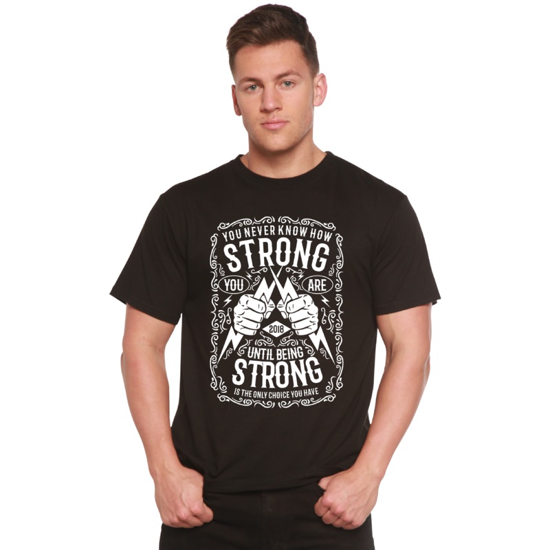 Strong Spun Bamboo Men’s Bamboo Viscose/Organic Cotton Short Sleeve Graphic T-Shirt Medium Black