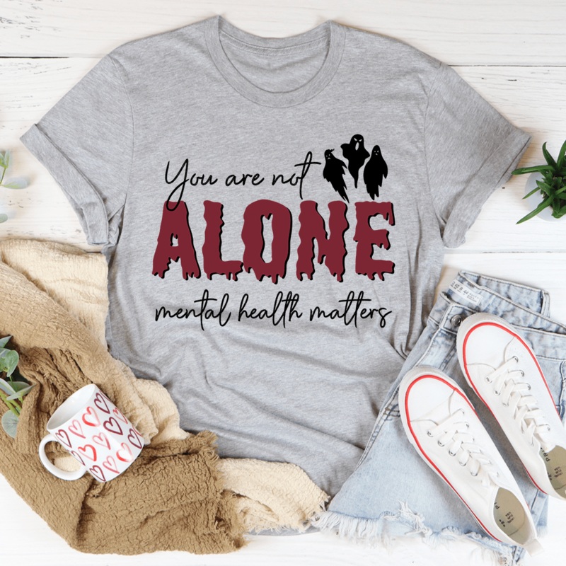 You Are Not Alone Mental Health Awareness Halloween Tee Athletic Heather S